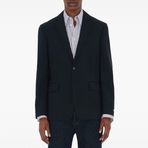 Burberry Men’s Blazer Mansell Single breasted Navy blue Textured Wool Sz 54R